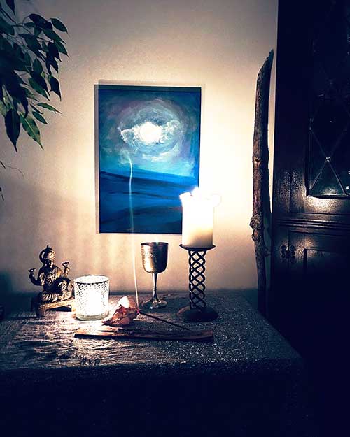 Altar with Full Moon Painting